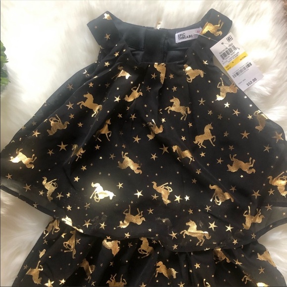 Epic Threads gold foil big girl unicorn dress med special event Easter holiday - Picture 3 of 8